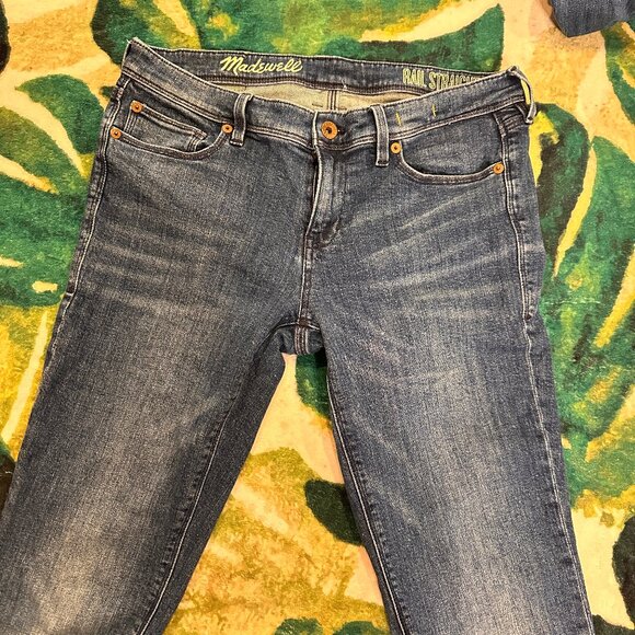 Madewell Sz 6 (28) Rail Straight Low Rise Jeans Stretch Womens Medium Wash - Picture 7 of 15
